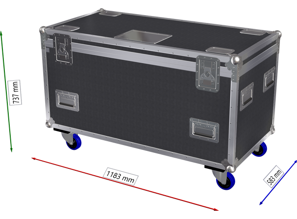 KAGU Flightcase for 12 stk Lumipix12q 1180 x 737 x 583cm BxHxD), Hjul