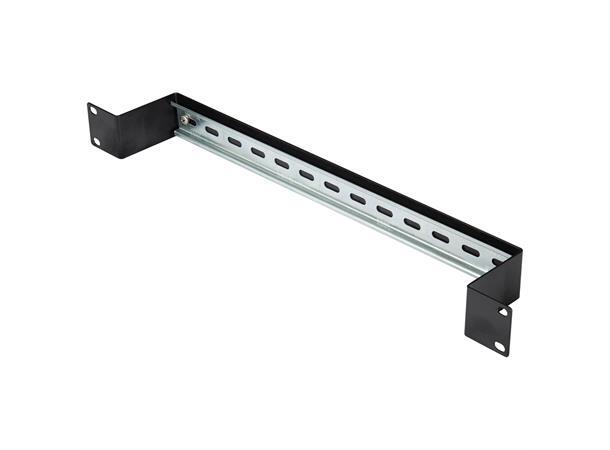KAGU Monteringsskinne 19" 1U Dybde 55 mm Svart RAL9005 Løs DIN skinne