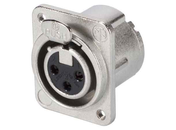 NEUTRIK NC3FDLX-M3 3-pin XLR hun, chas. Nikkel. For D-panel, M3 gjenger