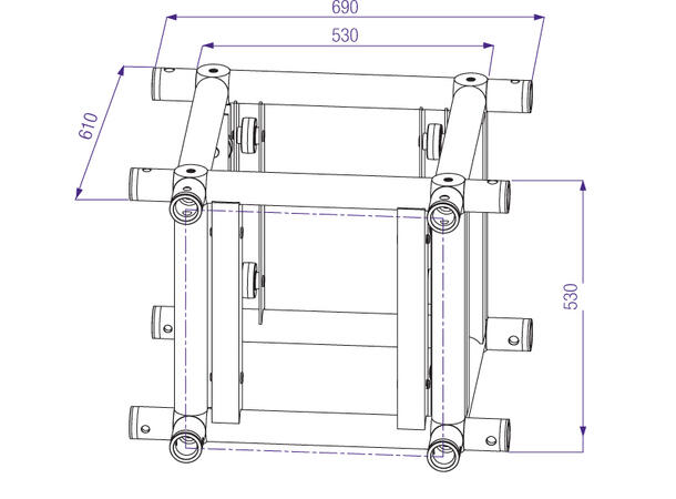 PROLYTE ST-Tårn Sleeveblock ST-010 4-Veis, Alu, U/Koblinger, For 52V-Truss