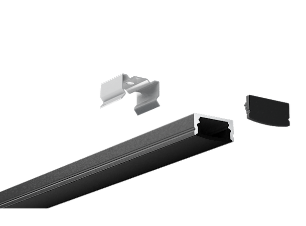 SBL Aluprofil  17.3x9 mm. 2 meter, Sort