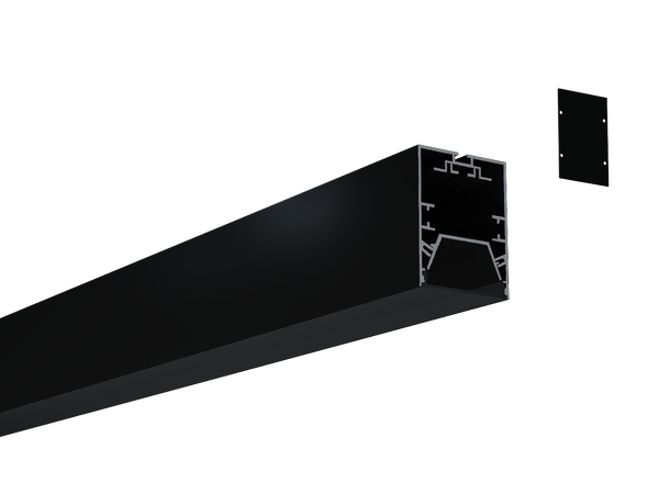 SBL Aluprofil  54 x 70 mm. Sort Sotet frontdeksel inkludert.