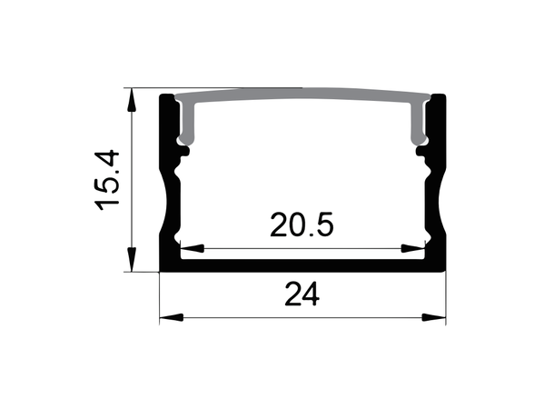 SBL Diffusor 24 x 15.4 mm Profil 2 meter, Opal PMMA