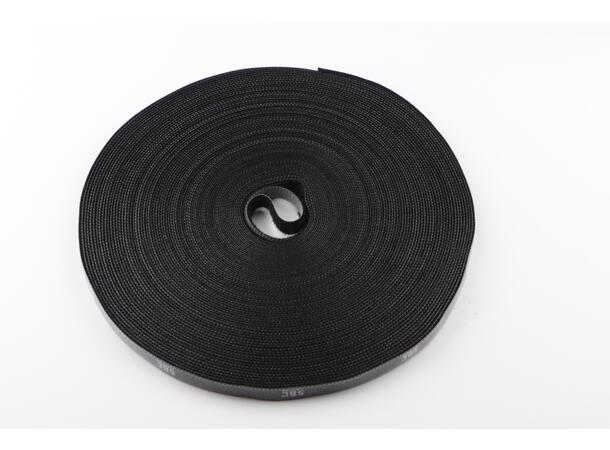 SBL Hook & Loop Borrelås 10mm x 25m Sort. Med SBL Logo
