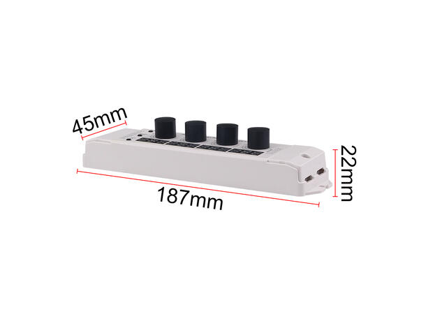 SBL LED driver RGBW, manuell kontroll 2,4GHz, 12-24V inn. Justerbar PWM