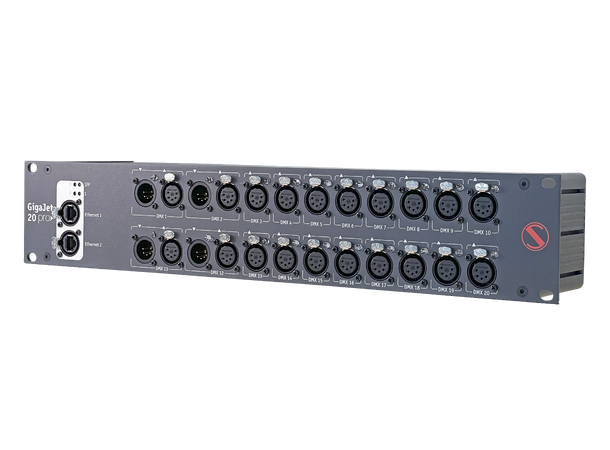 SUNDRAX GigaJet20 Pro DMX-Ethernet node 20xDMX I/O, 5 pin, 3xEthernet, PoE