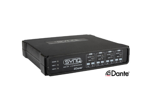 SYNQ DBI-44 Dante Audio bridge 4  x ut, 4 x inn,  8 x 8 Matrix, GPI/GPO