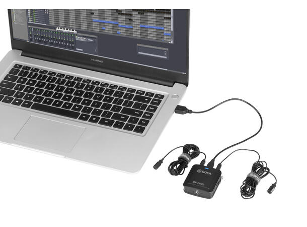 BOYA BY-DM20 dobbel myggmikr. m/mikser Interface for IOS/Android og PC/Mac