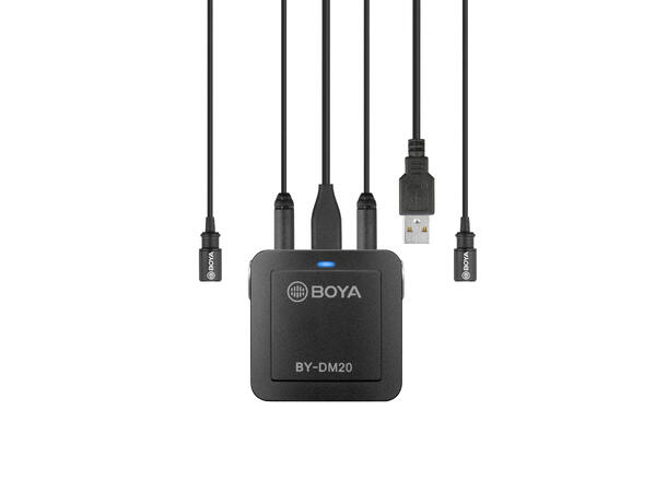 BOYA BY-DM20 dobbel myggmikr. m/mikser Interface for IOS/Android og PC/Mac