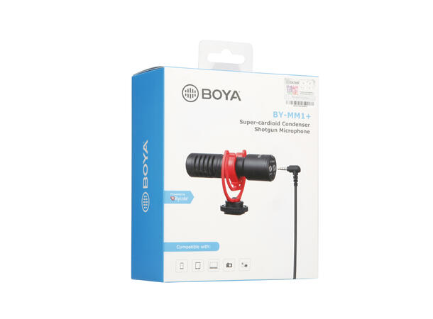 BOYA BY-MM1+ mikrofon, Superkardioide For kamera/smarttelefon/nettbrett/PC
