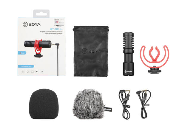 BOYA BY-MM1+ mikrofon, Superkardioide For kamera/smarttelefon/nettbrett/PC
