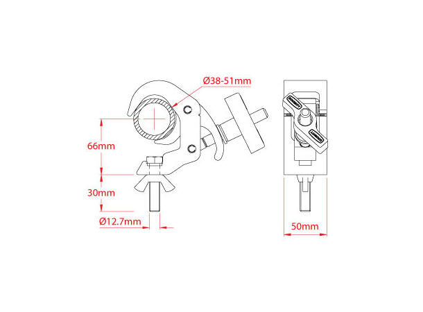 DOUGHTY quick trigger clamp Ø 38-51mm Alu. SWL 250 Kg