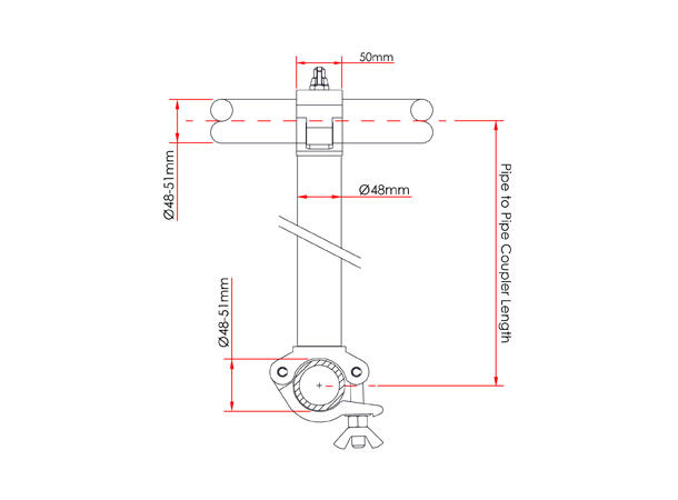 DOUGHTY rør til rør clamp 90°, 250mm SWL: 200Kg