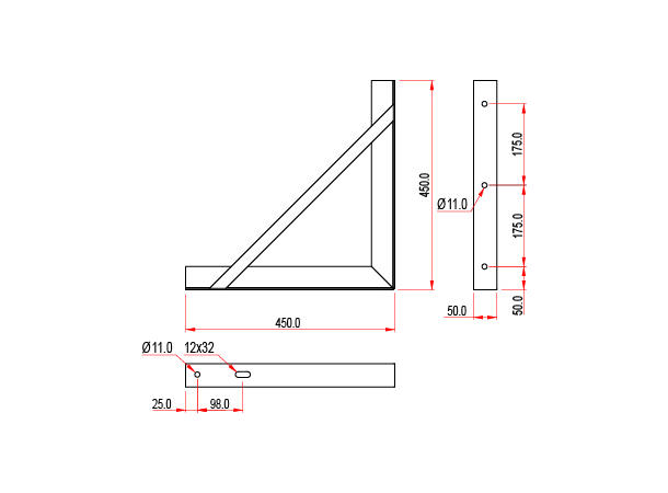 DOUGHTY veggbrakett 450mm x 450mm SWL 30Kg
