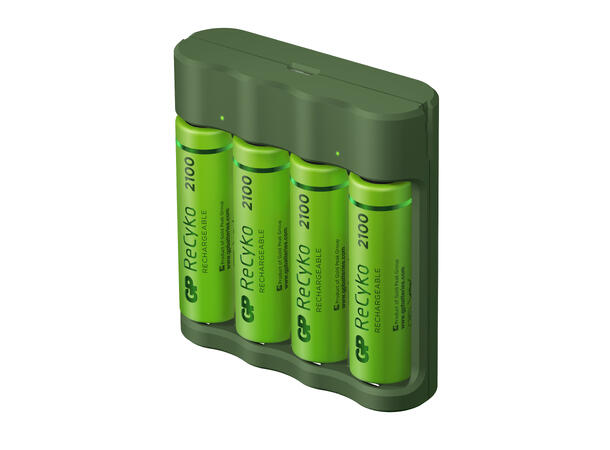 GP ReCyko Everyday-lader B421 (USB) Inkl. 4x AA 2100mAh NiMH-batterier