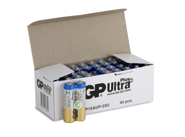 GP Ultra Plus Alkaline AA-batteri Pakke á 40 stk.