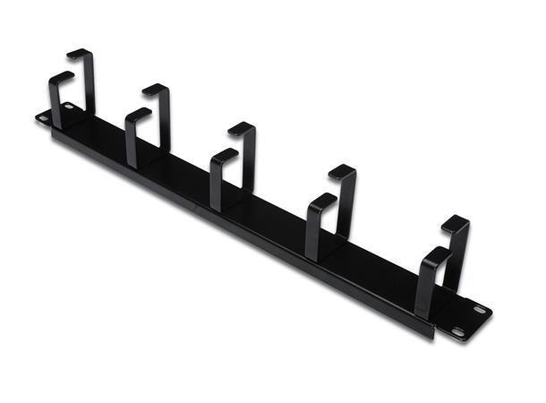 KAGU Kabelguide 19" 1U, Sort Kabelholder 5 metallringer. ink. skruer