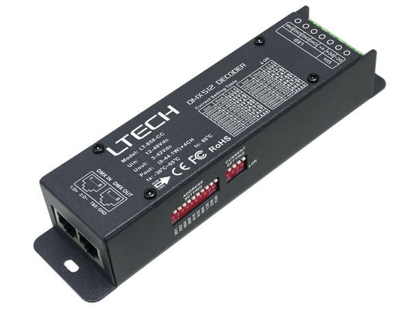 LTECH LT-858-CC DMX/RDM Decoder In: 12 - 48Vdc, Out 3 - 46V, 4 x 1050mA