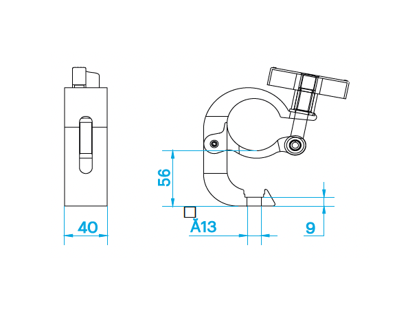 PROLYTE CLP-P589B Clamp Swl 350Kg (Sf8:1), Alu, For Ø48-51mm Rør
