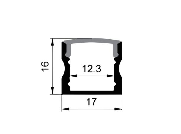 SBL Diffusor til 17 x16 mm Profil 2 meter, Opal PMMA