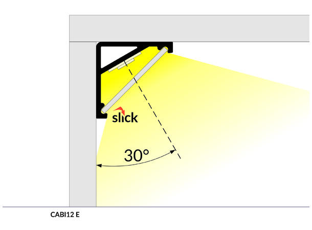 TOPMET Aluprofil CABI12_E 16,5x16,5mm 2m, Sort, Opal diffusor