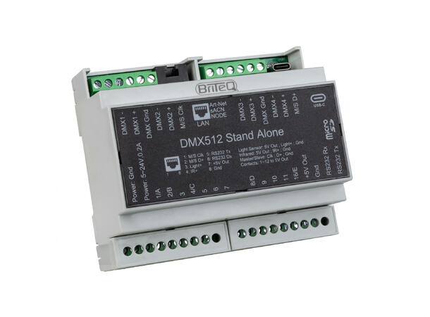 BRITEQ LD-1024 DIN NET DMX Interface 1024ch, Art-Net, sACN, DIN rail,