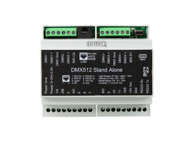 BRITEQ LD-1024 DIN NET DMX Interface 1024ch, Art-Net, sACN, DIN rail,