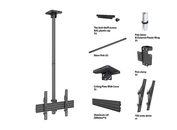 MULTIBRACKETS MBC1U Takfeste SWL 45kg, 600x400, 58 - 155cm, 40 - 75"