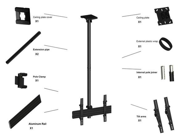 MULTIBRACKETS MBC1U Takfeste SWL 45kg, 600x400, 58 - 155cm, 40 - 75"
