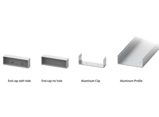 SBL Silikonprofil kit 100 x 30mm 5m, Komplett kit, Uten LED Strip, Hvit