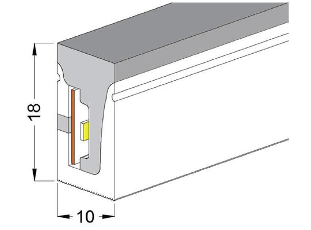 SBL Silikonprofil kit 10 x 18mm 5m, Komplett kit, Uten LED Strip, Hvit