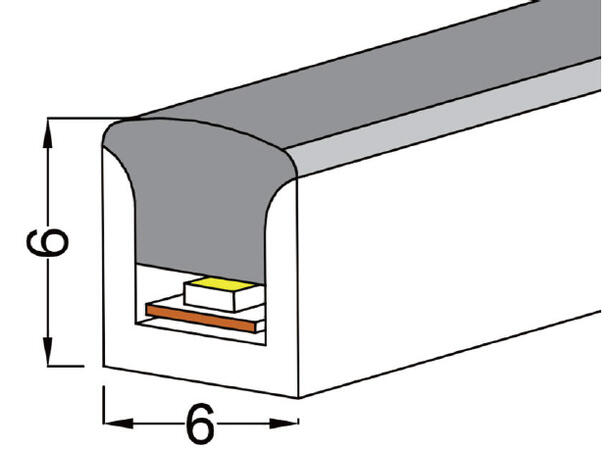SBL Silikonprofil kit 6 x 6mm 5m, Komplett kit, Uten LED Strip, Hvit