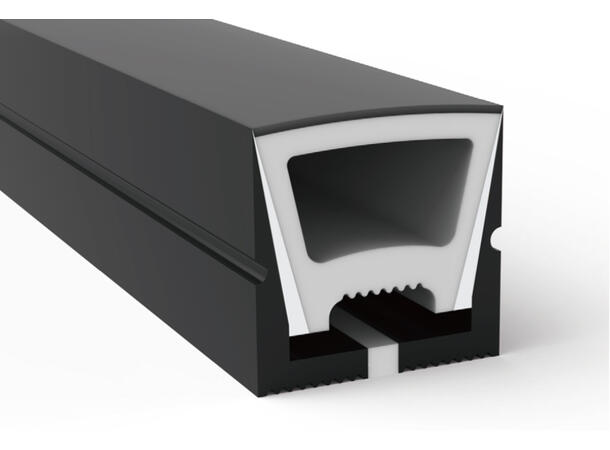 SBL Silikonprofil kit  16 x 16mm 5m, Komplett kit, Uten LED Strip, Sort