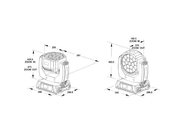BRITEQ BTX-CIRRUS II Moving head 19 x 30W Osram RGBL LED, 5 - 60°