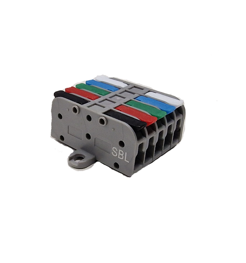SBL Koblingsklemme 5x5 25 stk, black+red+green+blue+white