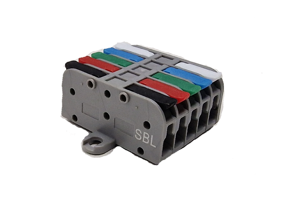 SBL Koblingsklemme 5x5 25 stk, black+red+green+blue+white