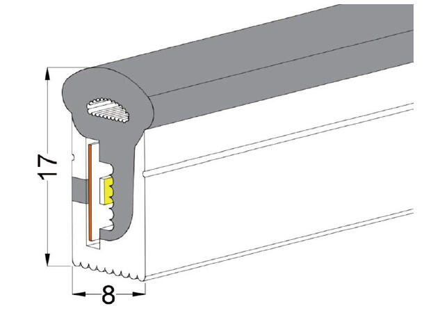 SBL Silikonprofil kit 8 x 17mm 5m, Komplett kit, Uten LED Strip, Hvit