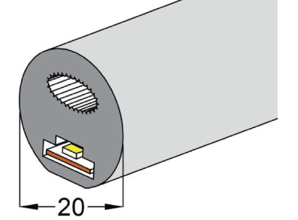 SBL Silikonprofil kit Ø20mm 5m, Komplett kit, Uten LED Strip, Hvit