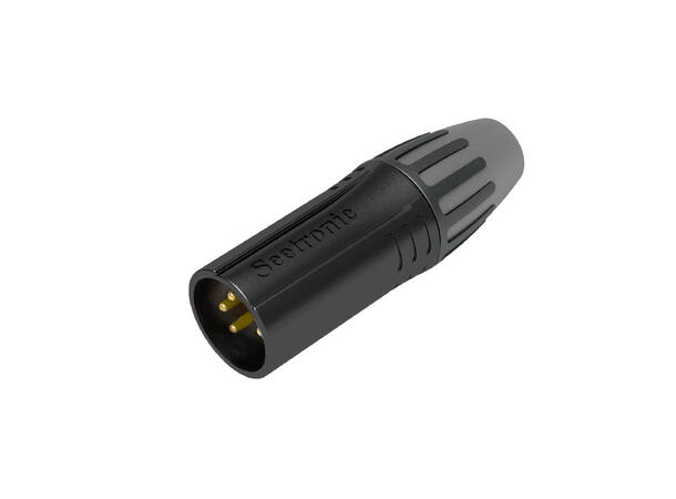 SEETRONIC SCMM4-BG XLR han for kabel 4 pin, Gull kontakter, Sort