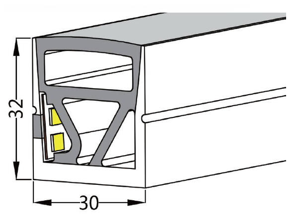SBL Silikonprofil kit 30 x 32mm 5m, Komplett kit, Uten LED Strip, Hvit