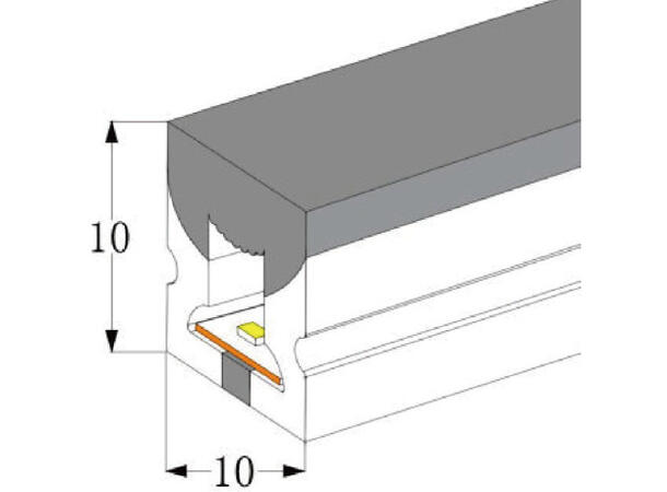 SBL Silikonprofil kit 10 x 10mm 5m, Komplett kit, Uten LED Strip, Hvit