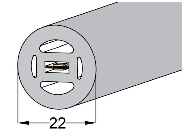 SBL Silikonprofil kit Ø22mm 5m, Komplett kit, Uten LED Strip, Hvit