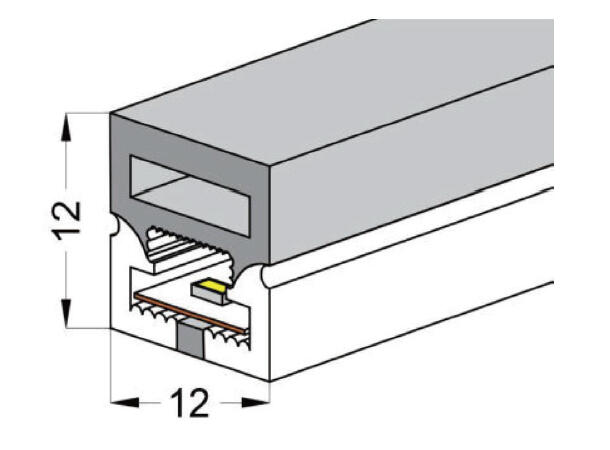 SBL Silikonprofil kit 12 x 12mm 5m, Komplett kit, Uten LED Strip, Hvit