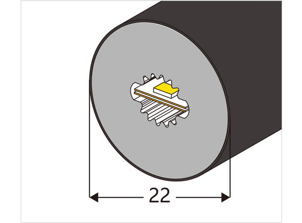 SBL Silikonprofil kit Ø22 5m, Komplett kit, Uten LED Strip, Sort
