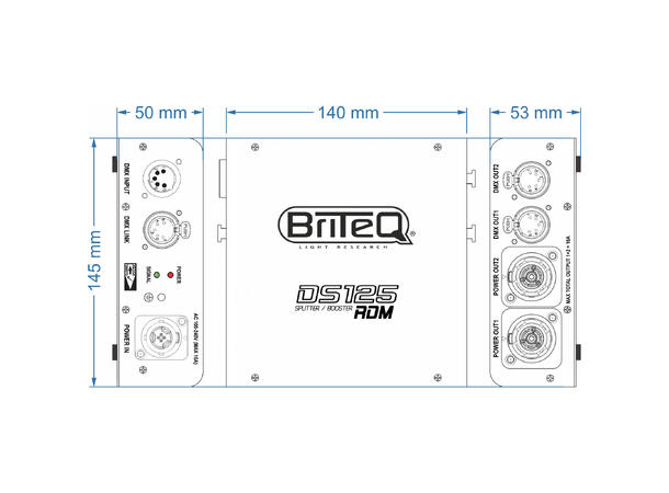 BRITEQ DS125-RDM DMX Splitter 1 in, 2 ut, True1 passthru, 5pin XLR