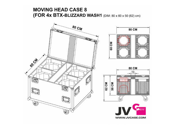 KAGU Flightcase 4 x Moving head Til 4 x BTX- Blizzard