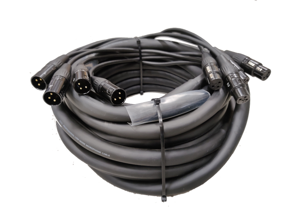 KAGU Multikabel audio 4 x 0,22mm², 12m Seetronic XLR Han - Hun, Sort