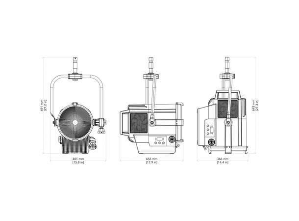 PROLIGHTS ECLFR2KVWPOBK  Fresnell 500W, 2700 - 5600K, 15 - 79º, Sort