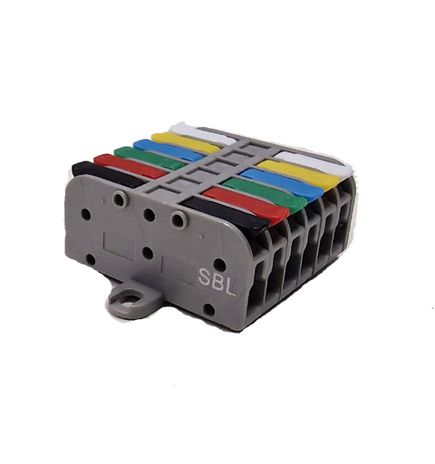 SBL Koblingsklemme 6x6 25 stk, black+red+green+blue+yellow+whi