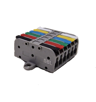 SBL Koblingsklemme 6x6 25 stk, black+red+green+blue+yellow+whi